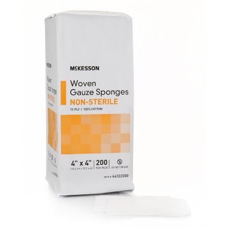 Gauze Sponge McKesson 4 X 4 Inch 12-Ply NonSterile 200 per Pack (BG)