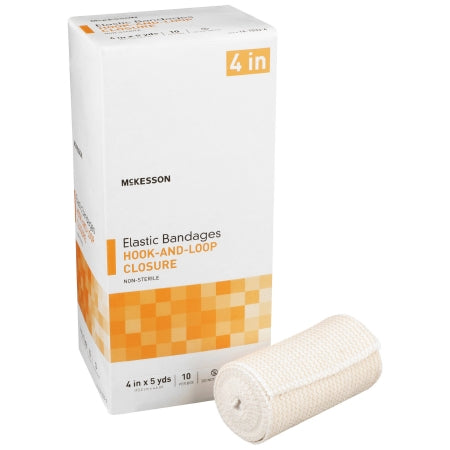 Elastic Bandage McKesson 4 Inch X 5 Yard Single Hook and Loop Closure Tan NonSterile Standard Compression (BX)