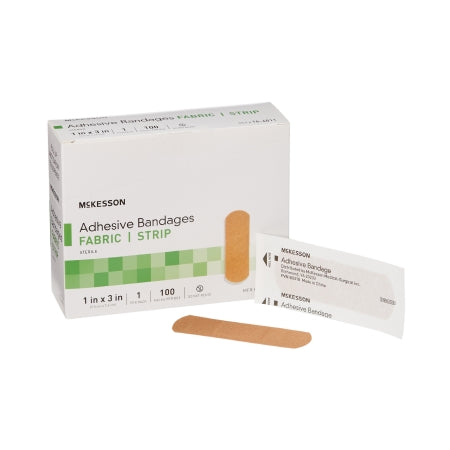 Adhesive Strip McKesson 1 X 3 Inch Fabric Rectangle Tan Sterile (BX)