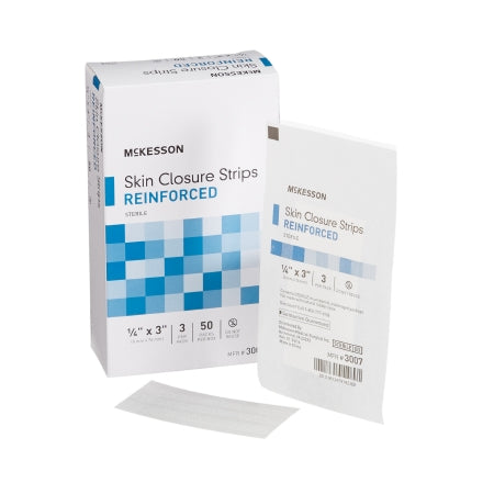 Skin Closure Strip McKesson 1/4 X 3 Inch Nonwoven Material Reinforced Strip White (PK)