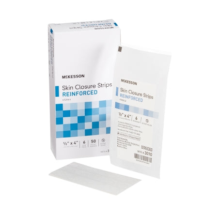 Skin Closure Strip McKesson 1/2 X 4 Inch Nonwoven Material Reinforced Strip White (PK)