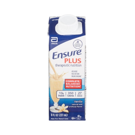 Oral Supplement Ensure® Plus Therapeutic Nutrition Vanilla Flavor Ready to Use 8 oz. Carton