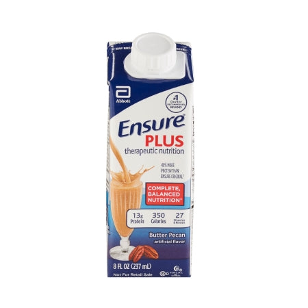 Oral Supplement Ensure® Plus Therapeutic Nutrition Butter Pecan Flavor Ready to Use 8 oz. Carton