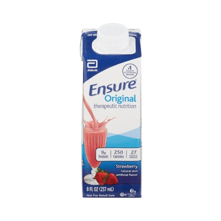 Oral Supplement Ensure® Original Therapeutic Nutrition Shake Strawberry Flavor Ready to Use 8 oz. Carton