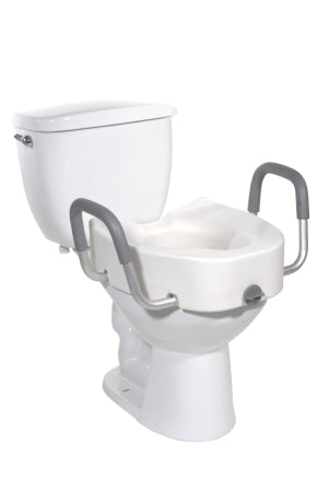 Elongated Raised Toilet Seat with Arms drive™ 4-1/2 Inch Height White 300 lbs. Weight Capacity