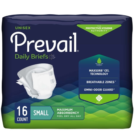 Unisex Adult Incontinence Brief Prevail® Small Disposable Heavy Absorbency