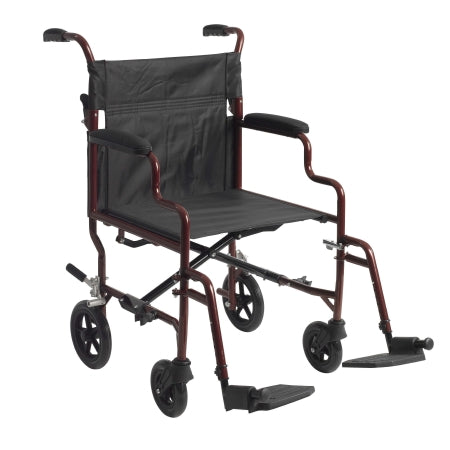 Transport Wheelchair drive™ Steel Frame with Red Finish 450 lbs. Weight Capacity Desk Length / Padded / Removable Arm Black Upholstery