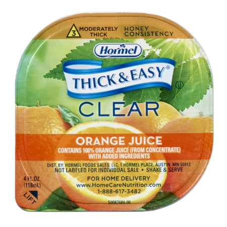 Thickened Beverage Thick  Easy® 4 oz. Portion Cup Orange Juice Flavor Ready to Use Honey Consistency