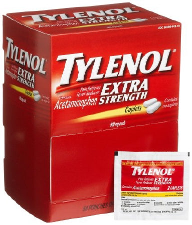Pain Relief Tylenol® 500 mg Strength Acetaminophen Caplet 50 per Box