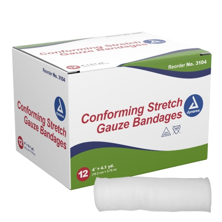 Conforming Bandage Dynarex® Polyester 1-Ply 4 Inch X 4-1/10 Yard Roll Shape NonSterile