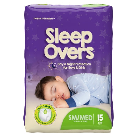 Unisex Youth Absorbent Underwear Cuties® Sleep Overs® Pull On with Tear Away Seams Small / Medium Disposable Heavy Absorbency