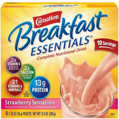 Oral Supplement Carnation Breakfast Essentials® Strawberry Sensation Flavor Powder 36 Gram Individual Packet