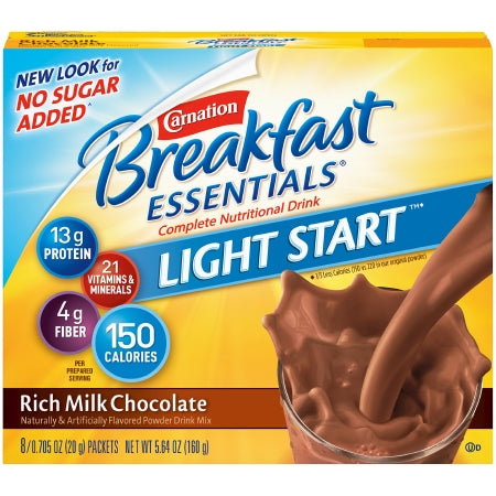 Oral Supplement Carnation Breakfast Essentials® No Sugar Added Rich Milk Chocolate Flavor Powder 20 Gram Individual Packet