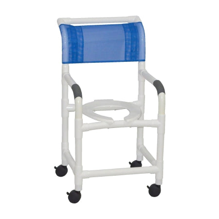 Shower Chair MJM International With Arms PVC Frame Mesh Back 18 Inch Internal Seat Width / 22 Inch External Seat Width