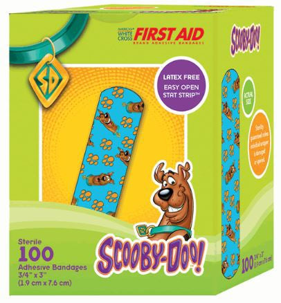 Adhesive Strip American® White Cross Stat Strip® 3/4 X 3 Inch Plastic Rectangle Kid Design (Scooby Doo) Sterile