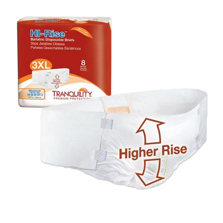 Unisex Adult Incontinence Brief Tranquility® HI-Rise™ Bariatric 3X-Large Disposable Heavy Absorbency