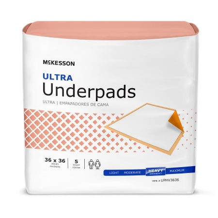 Underpad McKesson Ultra 36 X 36 Inch Disposable Fluff / Polymer Heavy Absorbency