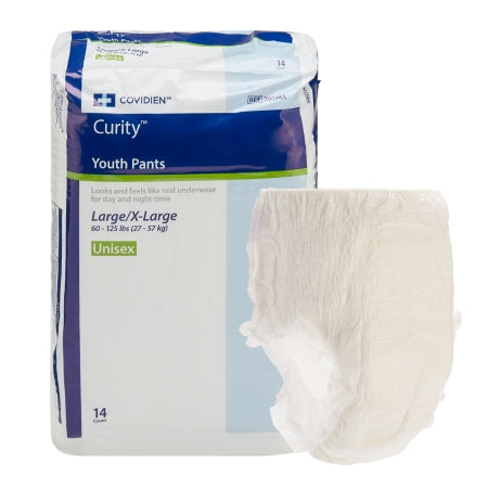 Unisex Youth Absorbent Underwear Curity™ Pull On with Tear Away Seams Large Disposable Heavy Absorbency
