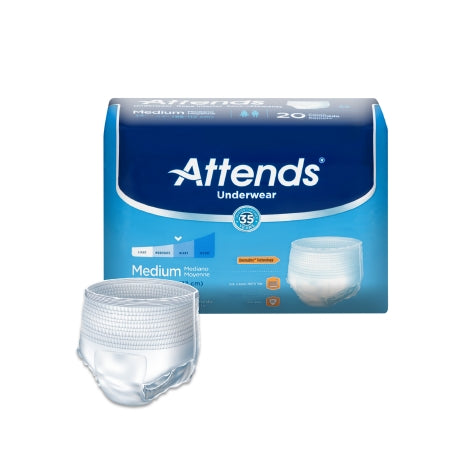 Unisex Adult Absorbent Underwear Attends® Pull On with Tear Away Seams Medium Disposable Moderate Absorbency
