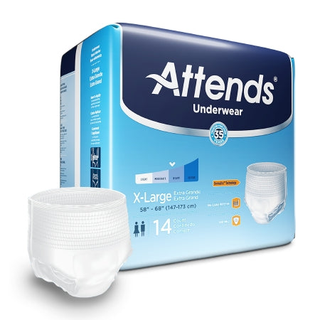 Unisex Adult Absorbent Underwear Attends® Pull On with Tear Away Seams X-Large Disposable Moderate Absorbency