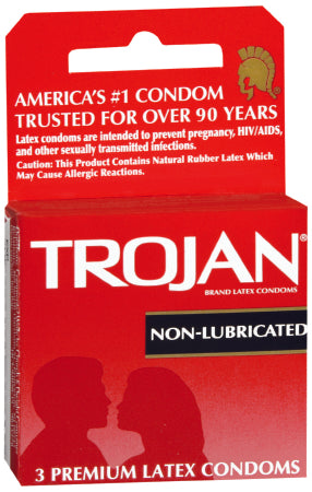 Condom Trojan® Non Lubricated One Size Fits Most 3 per Box