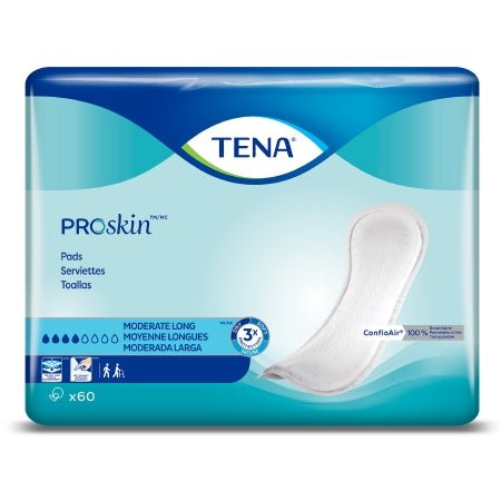 Bladder Control Pad TENA ProSkin™ Moderate Long 12 Inch Length Moderate Absorbency Dry-Fast Core™ One Size Fits Most Adult Unisex Disposable