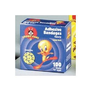 Adhesive Spot Bandage Looney Tunes™ 7/8 Inch Plastic Round Kid Design (Tweety and Taz) Sterile