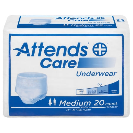 Unisex Adult Absorbent Underwear Attends® Care Pull On with Tear Away Seams Regular Disposable Moderate Absorbency