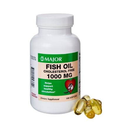 Omega 3 Supplement Major® Fish Oil 1000 mg Strength Capsule 100 per Bottle