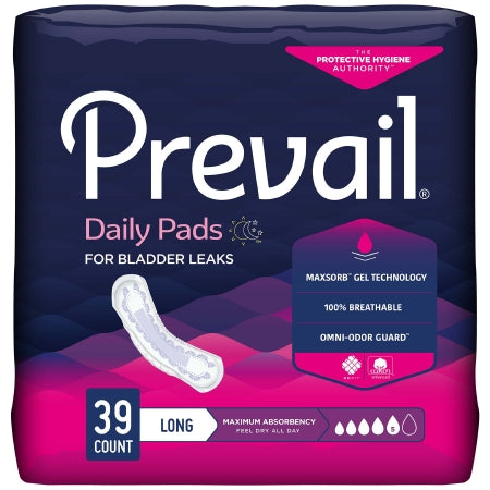 Bladder Control Pad Prevail® Daily Pads 13 Inch Length Heavy Absorbency Polymer Core One Size Fits Most Adult Female Disposable