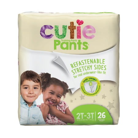 Unisex Toddler Training Pants Cutie Pants® Pull On with Tear Away Seams Size 2T to 3T Disposable Heavy Absorbency