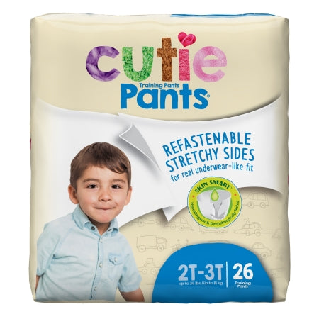Male Toddler Training Pants Cutie Pants® Pull On with Tear Away Seams Size 2T to 3T Disposable Heavy Absorbency