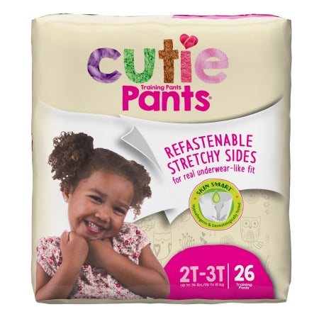 Female Toddler Training Pants Cutie Pants® Pull On with Tear Away Seams Size 2T to 3T Disposable Heavy Absorbency