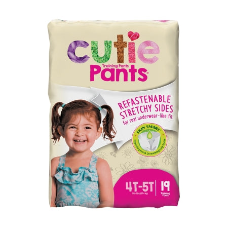 Female Toddler Training Pants Cutie Pants® Pull On with Tear Away Seams Size 4T to 5T Disposable Heavy Absorbency