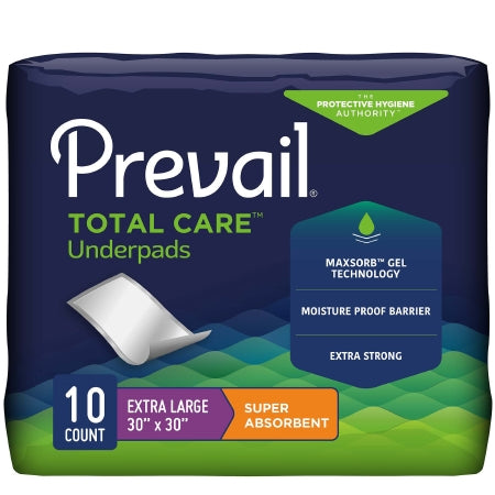 Underpad Prevail® Total Care™ 30 X 30 Inch Disposable Polymer Heavy Absorbency