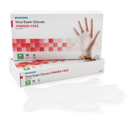 Exam Glove McKesson Confiderm® Medium NonSterile Vinyl Standard Cuff Length Smooth Clear Not Chemo Approved