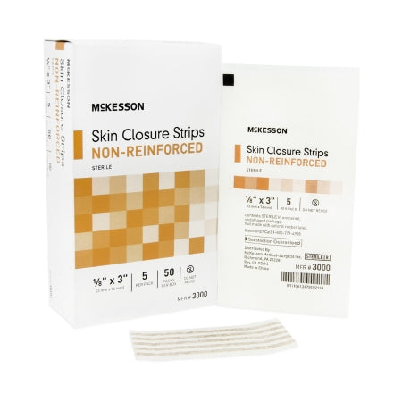 Skin Closure Strip McKesson 1/8 X 3 Inch Nonwoven Material Flexible Strip Tan