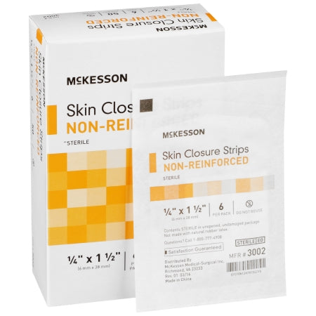 Skin Closure Strip McKesson 1/4 X 1-1/2 Inch Nonwoven Material Flexible Strip Tan