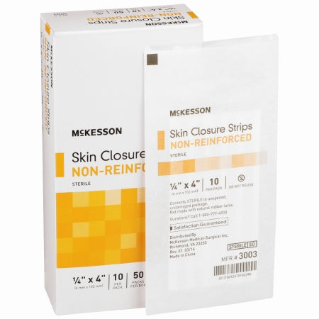 Skin Closure Strip McKesson 1/4 X 4 Inch Nonwoven Material Flexible Strip Tan