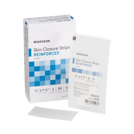 Skin Closure Strip McKesson 1/4 X 1-1/2 Inch Nonwoven Material Reinforced Strip White