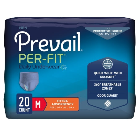 Male Adult Absorbent Underwear Prevail® Per-Fit® Men Pull On with Tear Away Seams Medium Disposable Moderate Absorbency