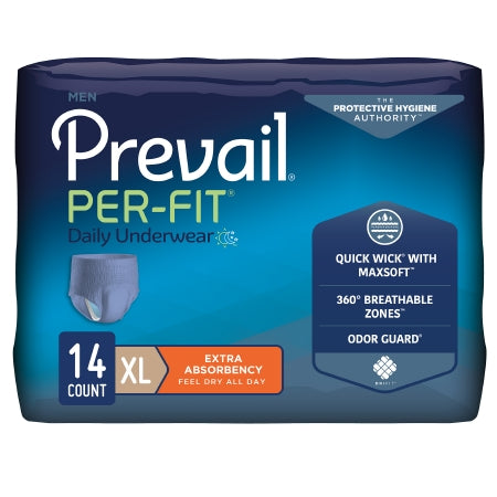 Male Adult Absorbent Underwear Prevail® Per-Fit® Men Pull On with Tear Away Seams X-Large Disposable Moderate Absorbency