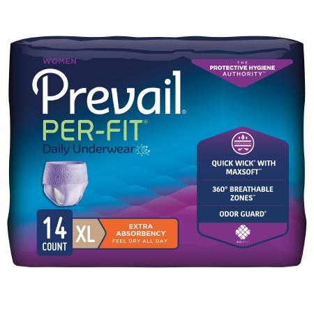 Female Adult Absorbent Underwear Prevail® Per-Fit® Women Pull On with Tear Away Seams X-Large Disposable Moderate Absorbency