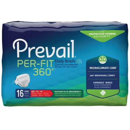 Unisex Adult Incontinence Brief Prevail® Per-Fit 360°™ Medium Disposable Heavy Absorbency