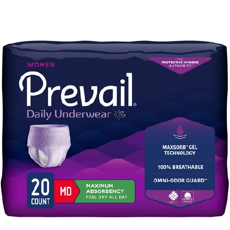 Female Adult Absorbent Underwear Prevail® For Women Daily Underwear Pull On with Tear Away Seams Medium Disposable Heavy Absorbency
