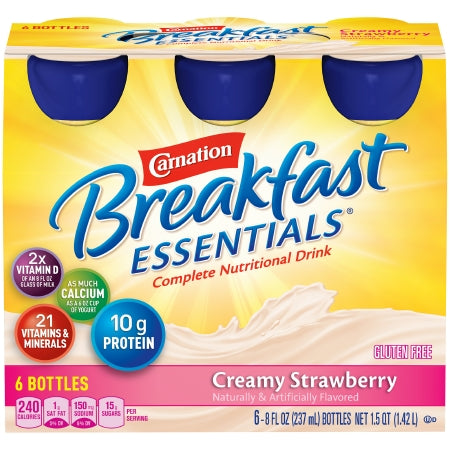 Oral Supplement Carnation Breakfast Essentials® Creamy Strawberry Flavor Ready to Use 8 oz. Bottle