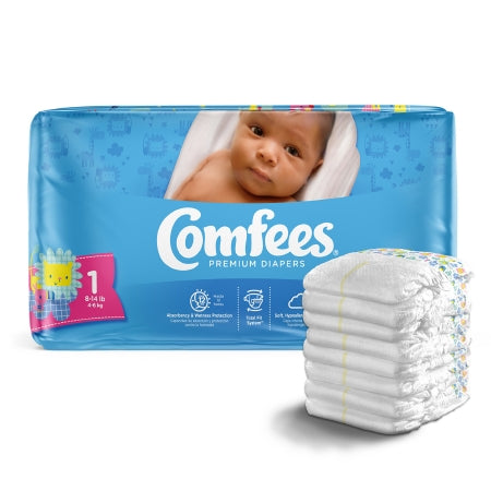 Unisex Baby Diaper Comfees® Size 1 Disposable Moderate Absorbency