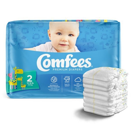 Unisex Baby Diaper Comfees® Size 2 Disposable Moderate Absorbency