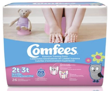 Female Toddler Training Pants Comfees® Pull On with Tear Away Seams Size 2T to 3T Disposable Moderate Absorbency