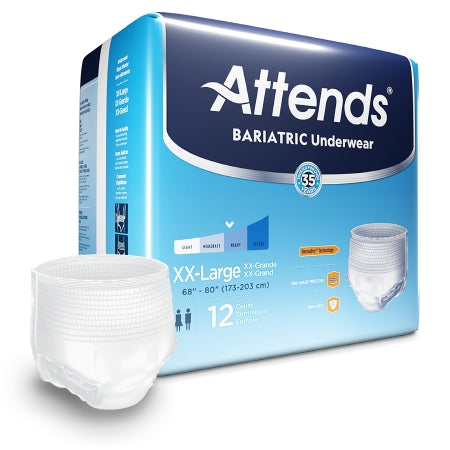 Unisex Adult Absorbent Underwear Attends® Bariatric Pull On with Tear Away Seams 2X-Large Disposable Moderate Absorbency